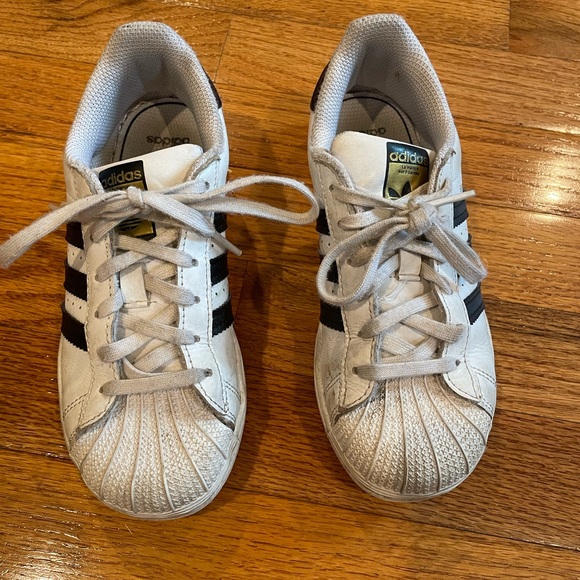 Adidas Kids White and Black Striped Sneakers - Picture 1 of 3